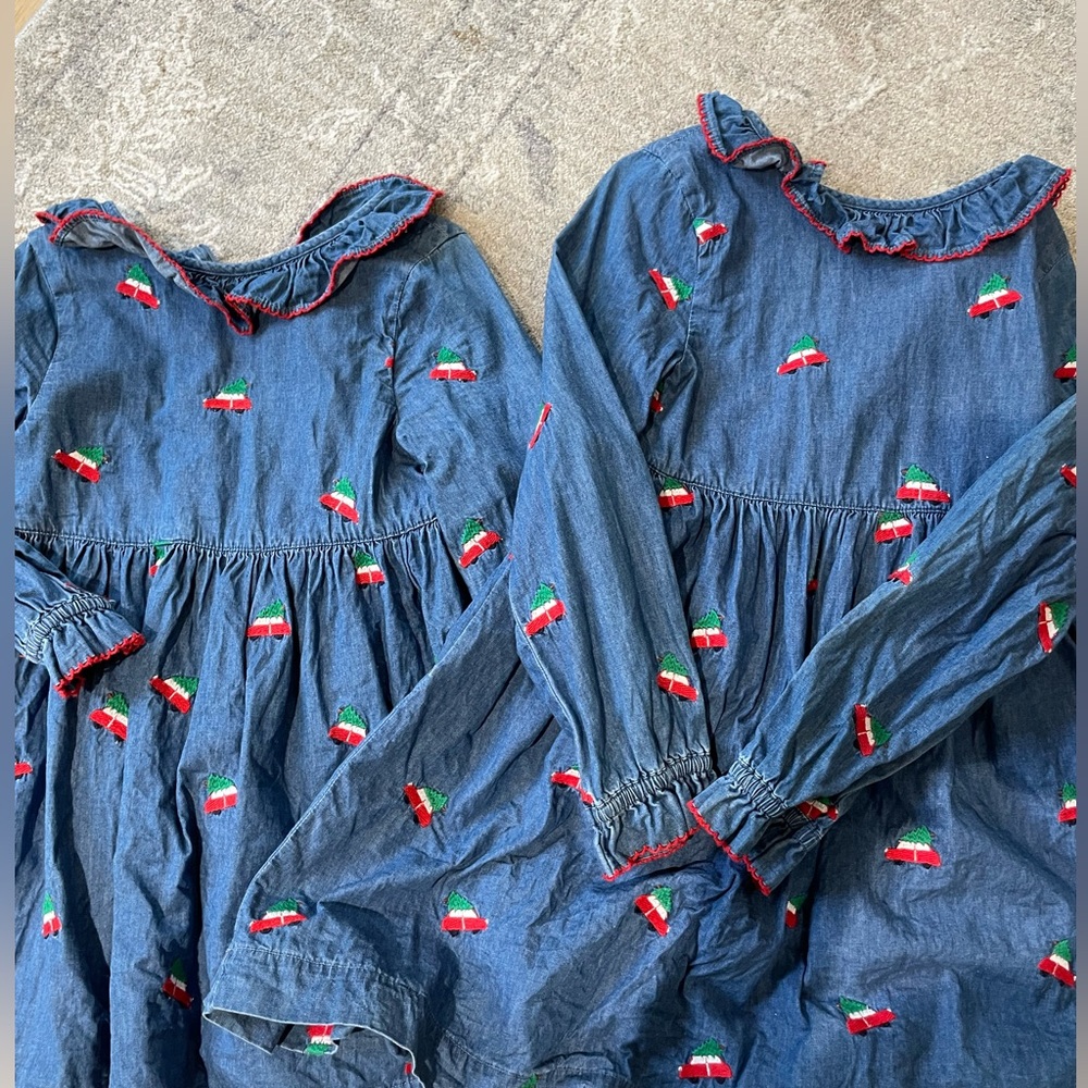 Sisters mini Boden holiday dresses (size 5-6) & (size 7-8)